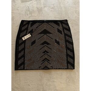 ROMEO‎ & JULIET COUTURE Women's Black Silver Gold Studded Mini Skirt Medium NWT
